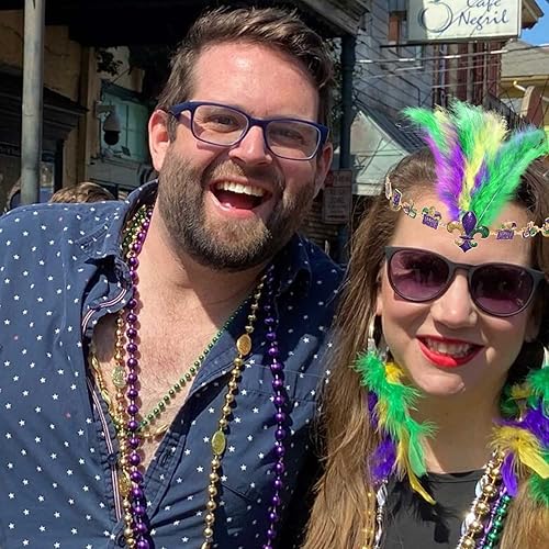 Miniatura 9 de NVENF Diademas de Mardi Gras accesorios de Mardi Gras tocados de plumas máscara de flor de lis diadema de carnaval desfile