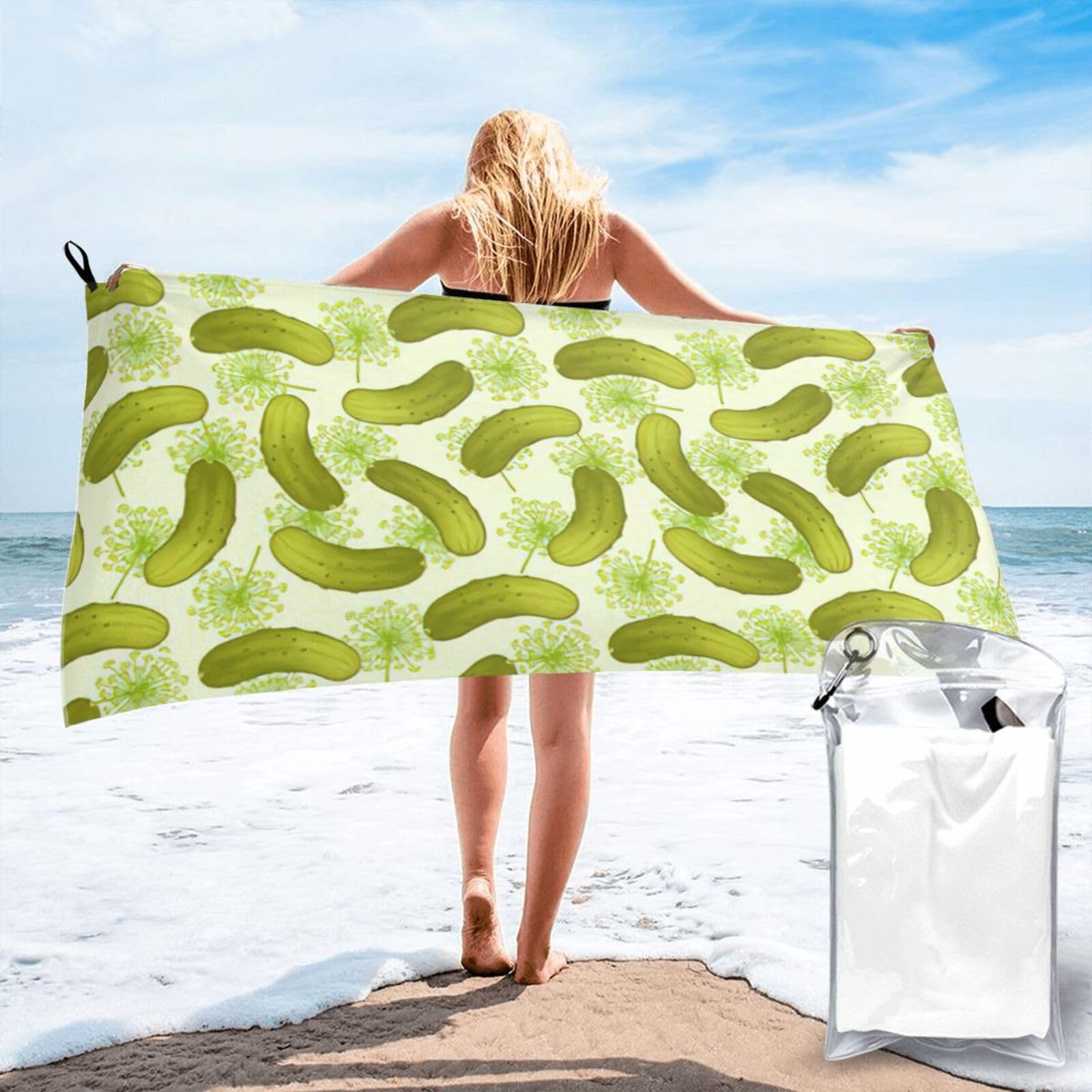 AYYQWE Sushi Dill Pickles Print Lightweight Towel For Men Women Travel Beach Camping Hiking Yoga Swimming Sports