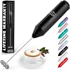 Zulay FrothMate Powerful Milk Frother for Coffee - Portable & Compact Handheld Foam Maker for Lattes, Cappuccinos, Matcha, Hot Chocolate - Milk Foamer Frother - No Stand Electric Whisk Black