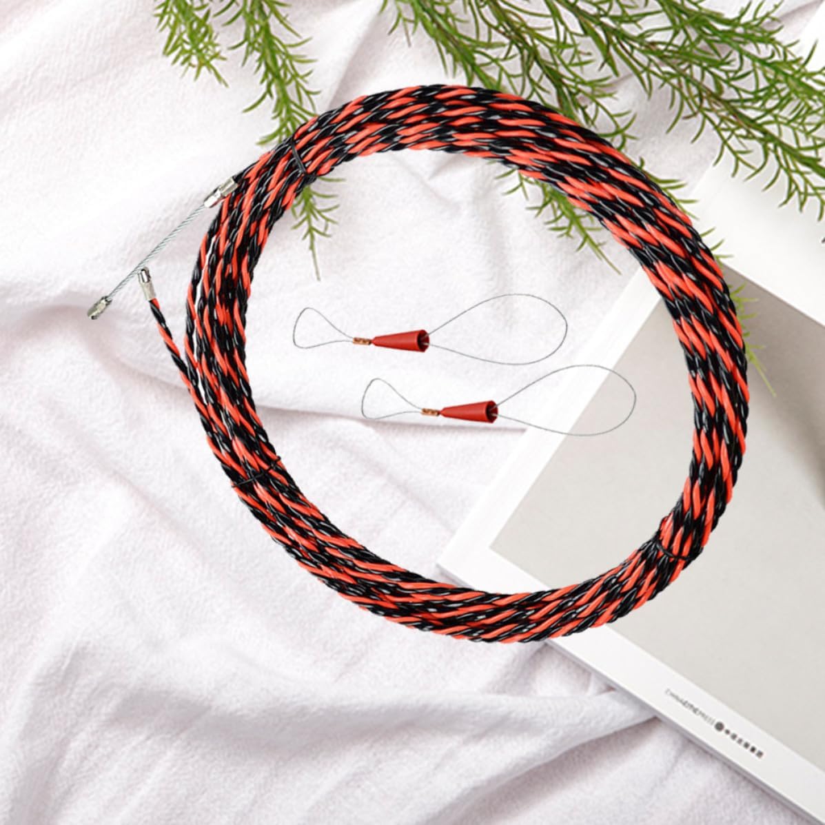 Artibetter 20m Electrical Wire Threader Fish Tape with Strong Penetration and Good Stability, Plastic and Metal Construction, Includes 2 PC Tightening Tool for Electrical Cable Pulling