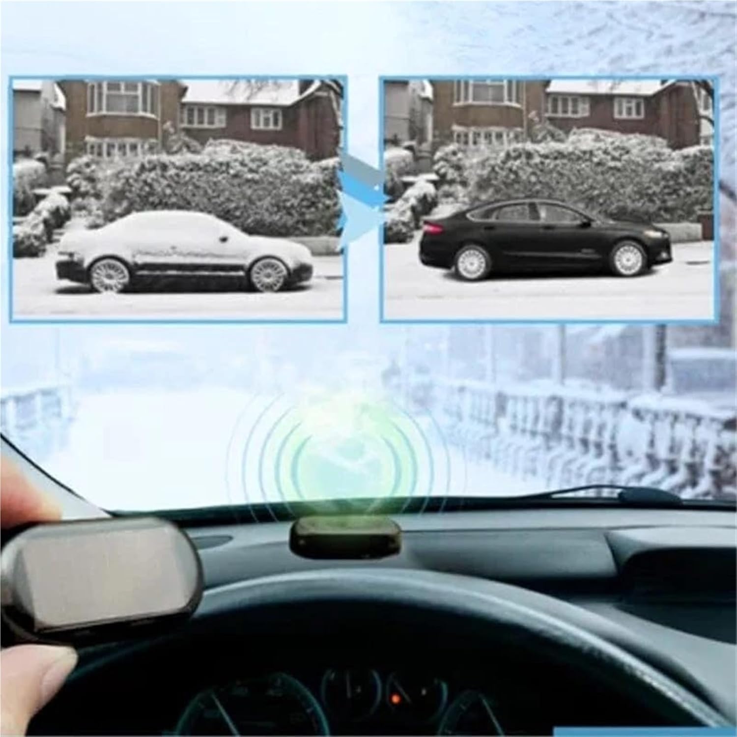 Snacko Interference Antifreeze Instrument, Car Window Rechargeable Anti-Freeze Kit, Windshield De-Icer, Easy Adhesive Mount