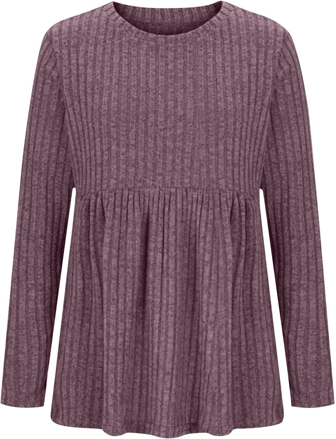 Women's Maternity Shirts Ribbed Knit Pregnancy Tops Long Sleeve Crewneck Casual Maternity Tunic Top Fall Clothes