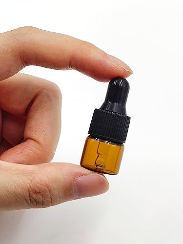 Miniatura 4 de 15 paquetes de 0.0 fl oz diminutos frascos con cuentagotas de vidrio ámbar para aceites esenciales, cosméticos y líquidos, pequeños frascos vacíos
