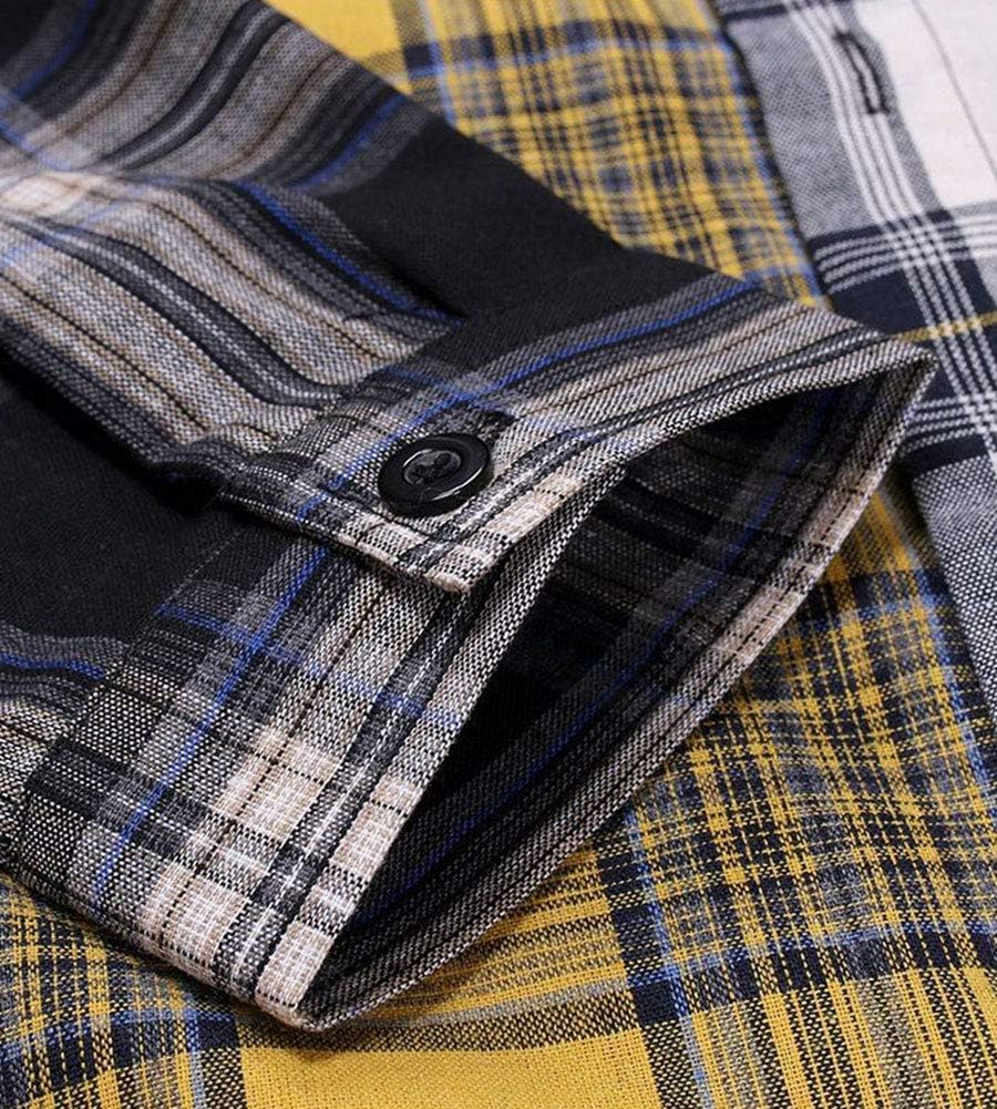 LifeHe Men's Women Plaid Flannel Shirts Colour Block Long Sleeve Button Up Shirt Jackets Oversized - Image 5