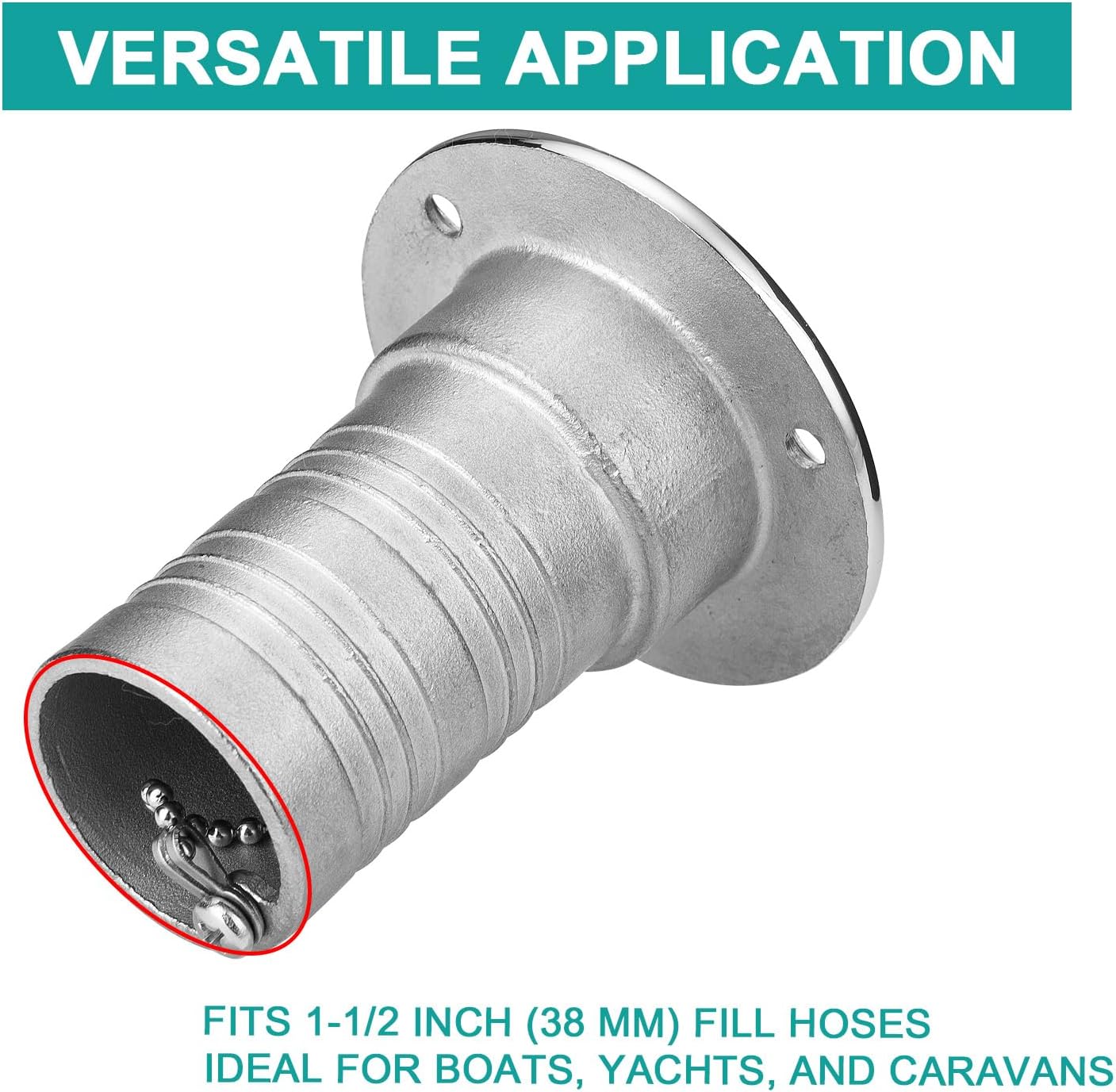 Boat Deck Fuel/Water/Universal Filler with Keyed Cap, 316 Stainless Steel Marine Deck Fill, Leak-Resistant, Mirror-Polished for Boats, Yachts, and RVs