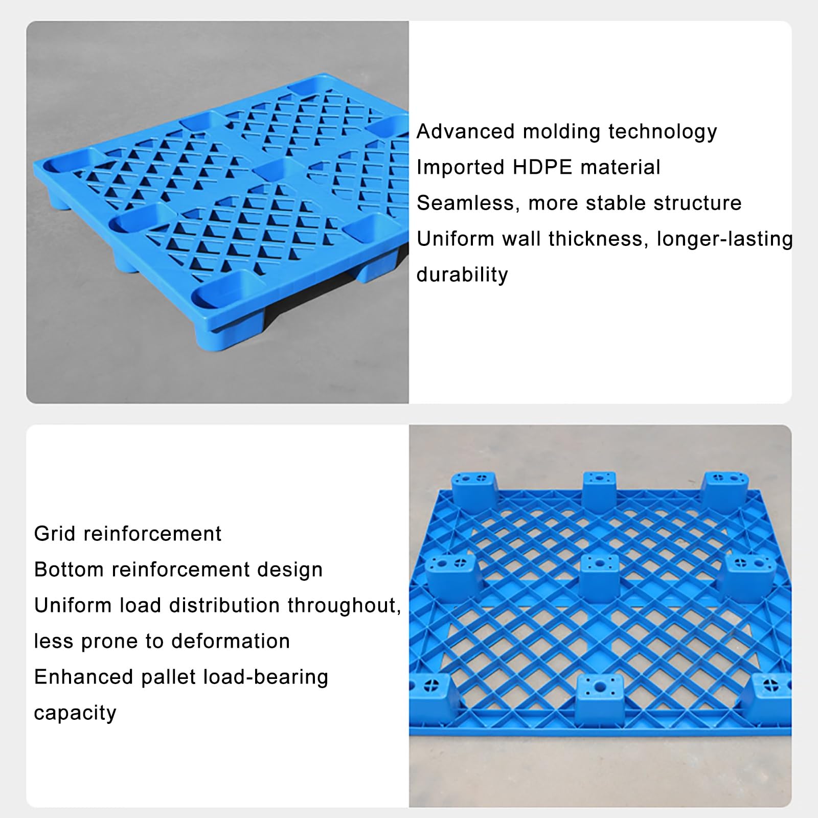 Palettes emboîtables en plastique polyéthylène – Solution de stockage de sol résistante à l'humidité pour sous-sol et cuisine – Palettes vertes épissables pour une niisation efficace