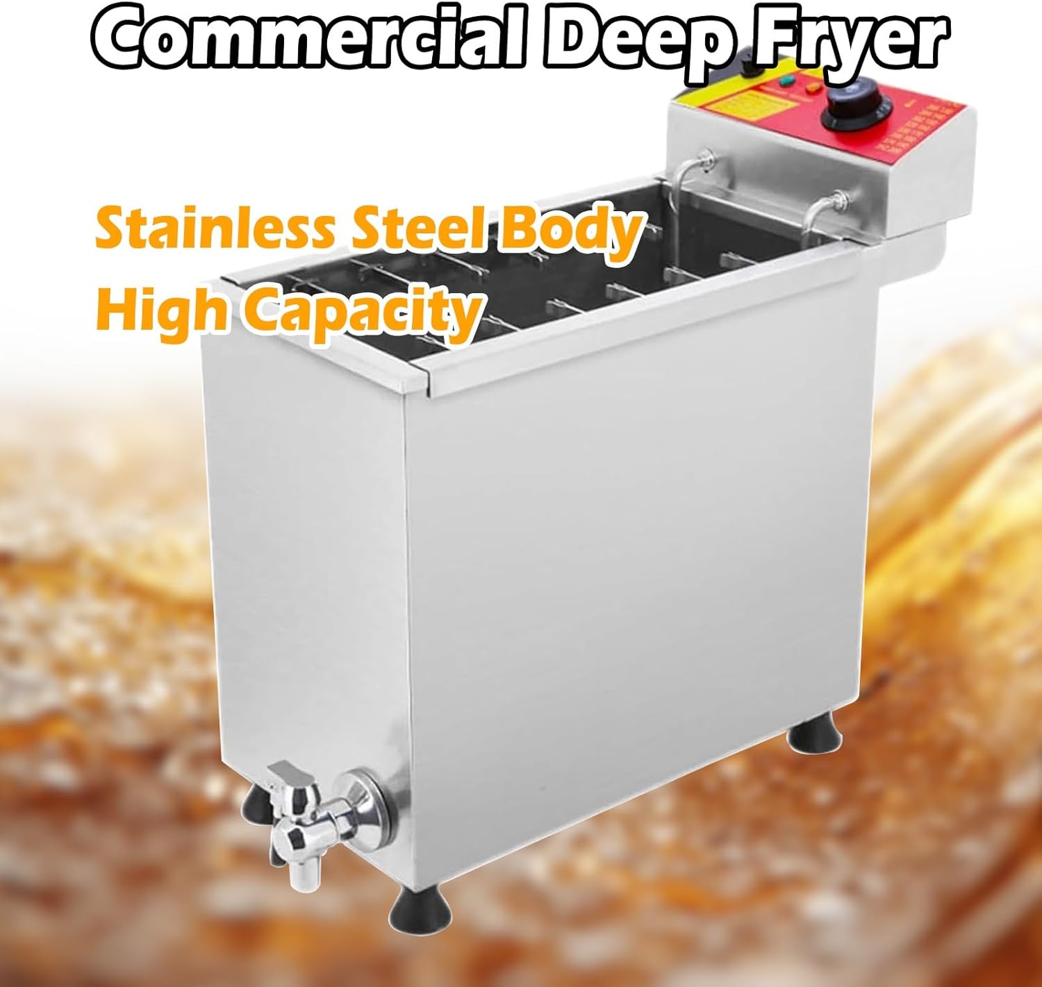 Electric Cheese Hot Dog Deep Fryer, 25L Capacity, 3KW Electric Deep Fry Machine, Stainless Steel Snack Maker Machine, Uniform Heating, for Kitchen Restaurant, Snack, Bar, Canteen
