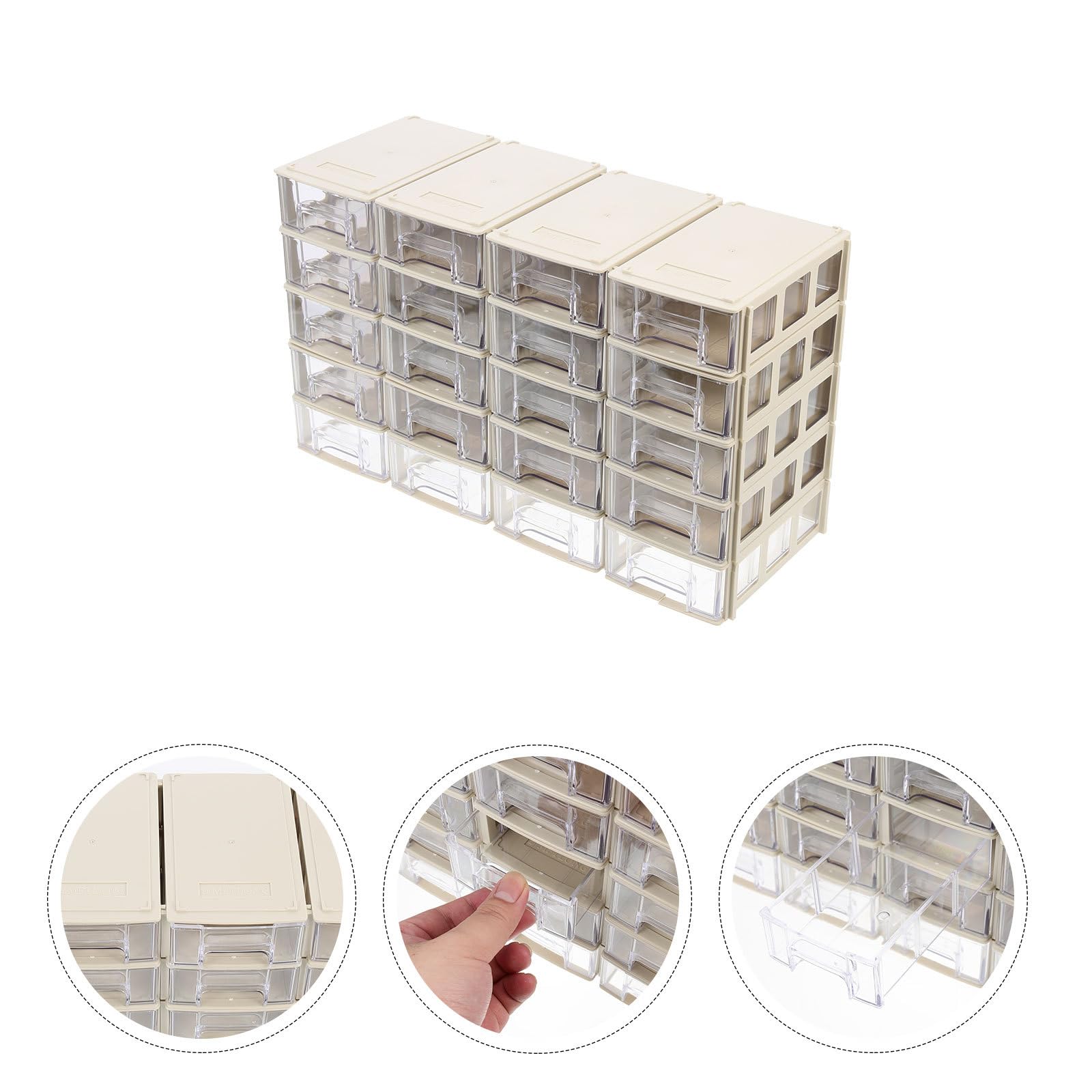 Set da 20 Scatole Portaoggetti in Plastica Cassetti Divisori, Organizer Salvaspazio per Componenti Elettronici e Viti, Mobiletto Multifunzione per Casa, Ufficio e Viaggi