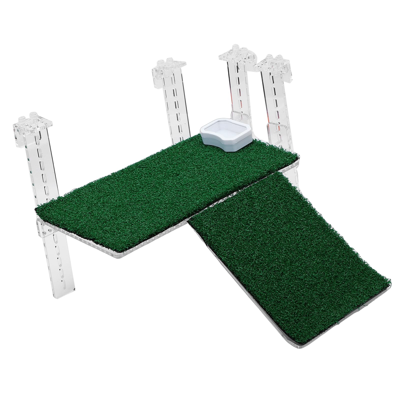 Asixxsix Piattaforma per Basking per Tartarughe, Piattaforma per Basking in Erba Artificiale Regolabile Antiscivolo per Tartarughe Acquatiche, Bacino per in Acrilico con Tappetino per Erba