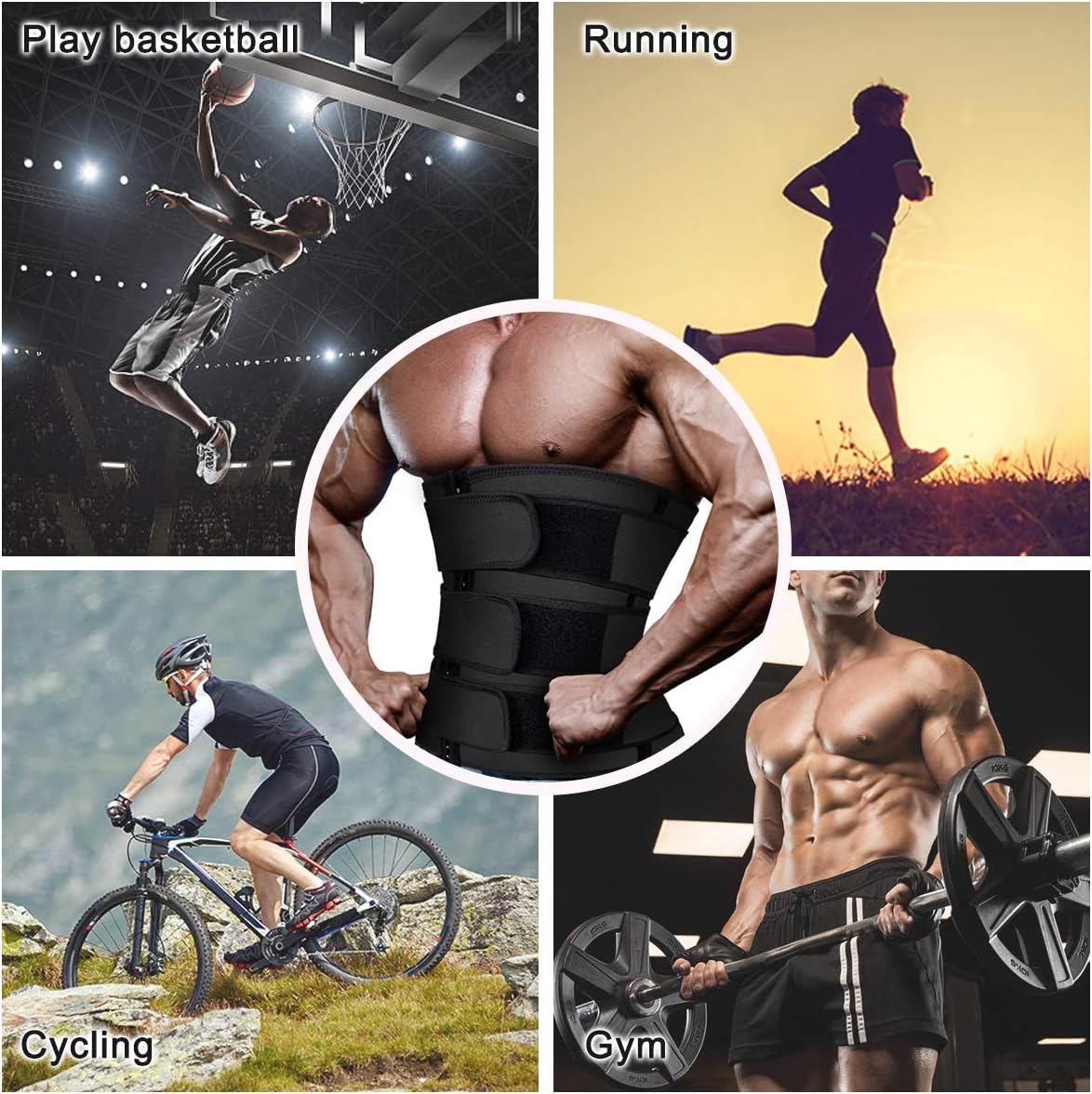 Hidyliu Mens Workout Waist Trainer Neoprene Corset Sauna Sweat Trimmer Cincher Slimming Belly with Belts - Image 6