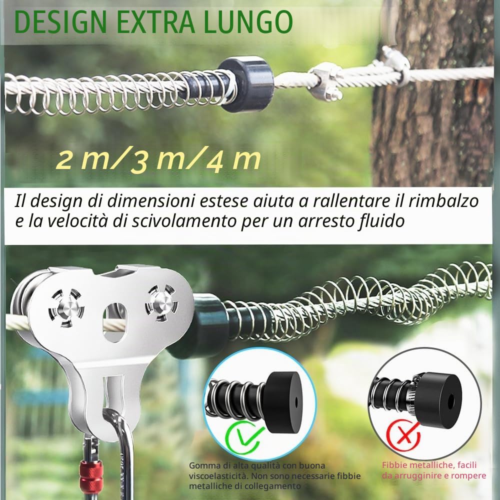 Linee zip per bambini e adulti all'aperto, kit zip line da 24,4 m per cortile fino a 226,8 kg, freno Ziplines incluso e puleggia con manico, attrezzature per parchi giochi all'aperto