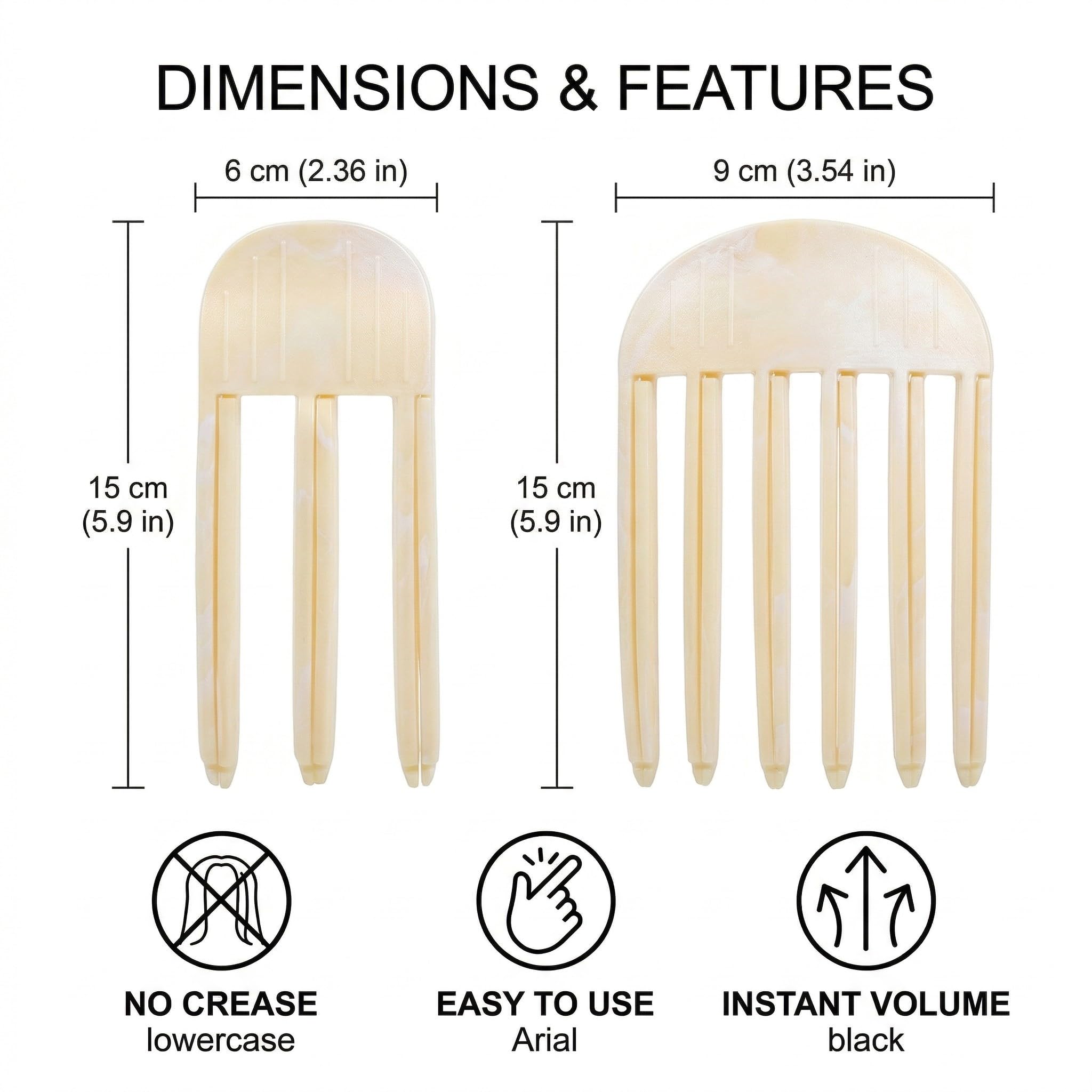 2 Pezzi Pettine per capelli, Clip Della Radice Del Volume, Pettine Per Radici Volume Dei Capelli Ricci, Volume Della Radice Dei Capelli, Fermagli per Capelli Volumizzanti Radici, Giallo