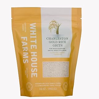 White House Farms Grits | Charleston Gold Rice Grits | Gluten Free & Non GMO | Sugar Free & Aromatic | Harvested in The USA | 1 Pack | 16oz