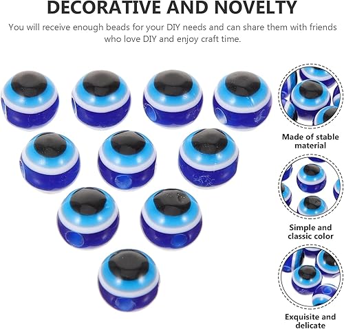 Miniatura 7 de EXCEART 100pcs Devils Eye Loose Beads Turkish Evil Eye Spacer Beads Round Resin Loose Ball Beads for DIY Bracelet Jewelry Making Craft