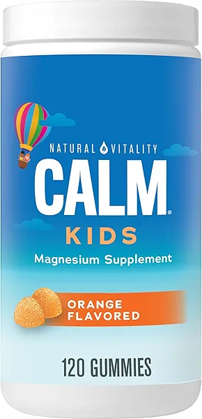 Natural Vitality Calm, Magnesium Citrate Kids Supplement, Stress Relief Gummies, Supports a Healthy Response to Stress, Gluten Free, Vegan, Sweet Citrus, 120 Gummies