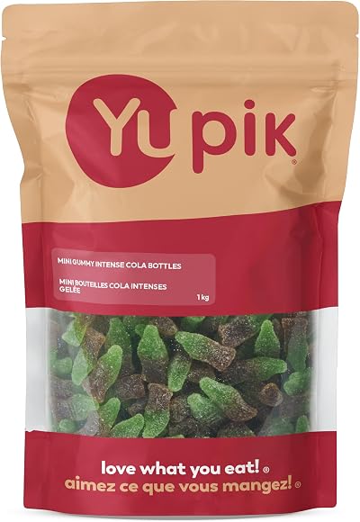 Yupik Mini Gummy Intense Cola Bottles, 1 kg, Cola Soda Pop Flavored Gummies, Sugary Coating, Chewy, Sweet Candy, Delicious Snack, Ideal for Gifting & Holidays