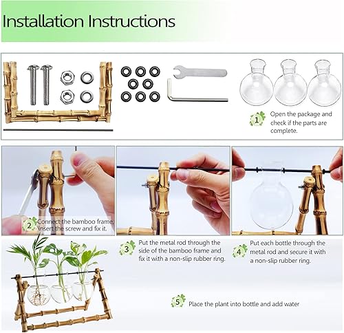 Miniatura 2 de Estaciones de propagación de plantas terrario, soporte de bambú, maceta de escritorio, bombilla de cristal, jarrón para plantas, regalo retro, mesa