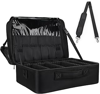 17.7" Makeup Box, Relavel Professional Makeup Case Large Makeup Organiser Luggage Vanity Case with Adjustable Dividers Cosmetic Storage Box for Women, Makeup Artist Must Haves