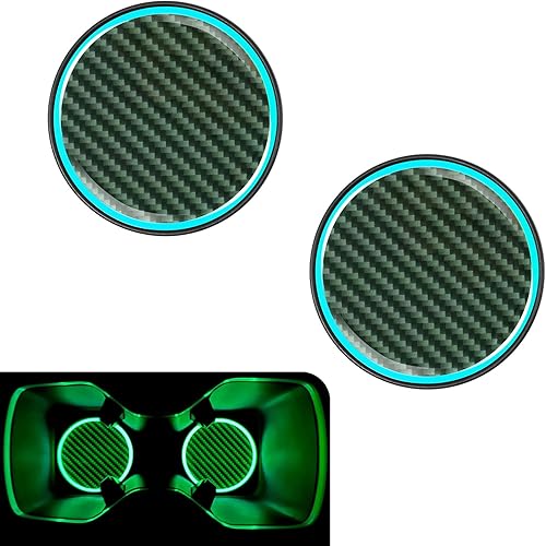 2 posavasos para automóvil, almohadilla de fibra de carbono luminosa antideslizante incrustada, almohadillas de soporte para botellas de agua de