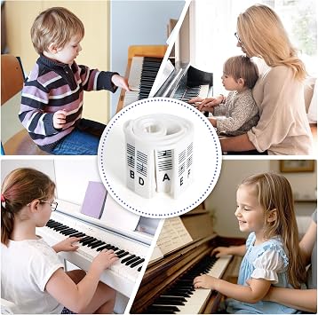 Piano Key Labels, Silicone Note Guide for 61 Keys, Black, Storage Box