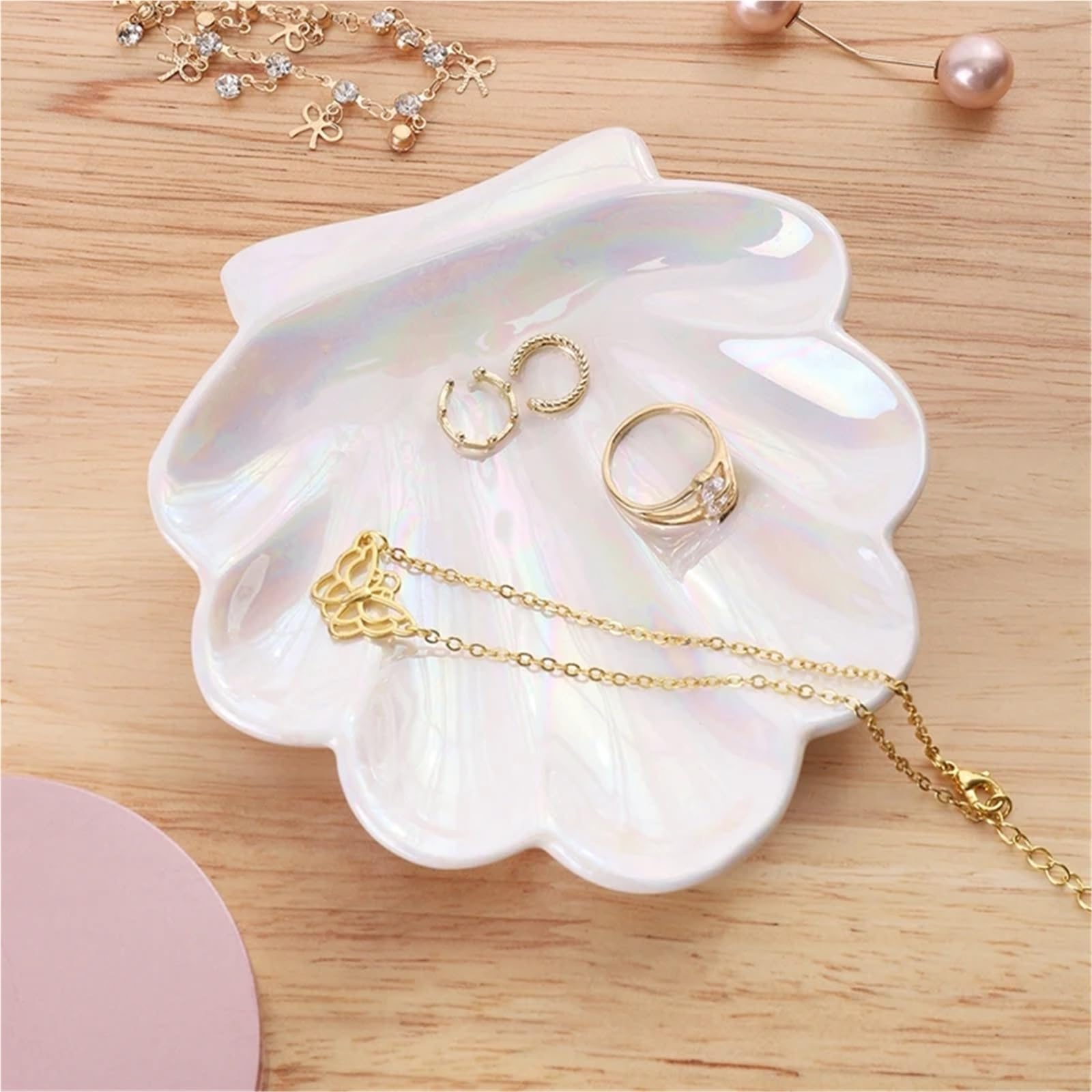 Schmuckschale Kreative Shell Form Keramik Platten Abendessen Steak Salat Tablett Schmuck Gericht Kleine Hand