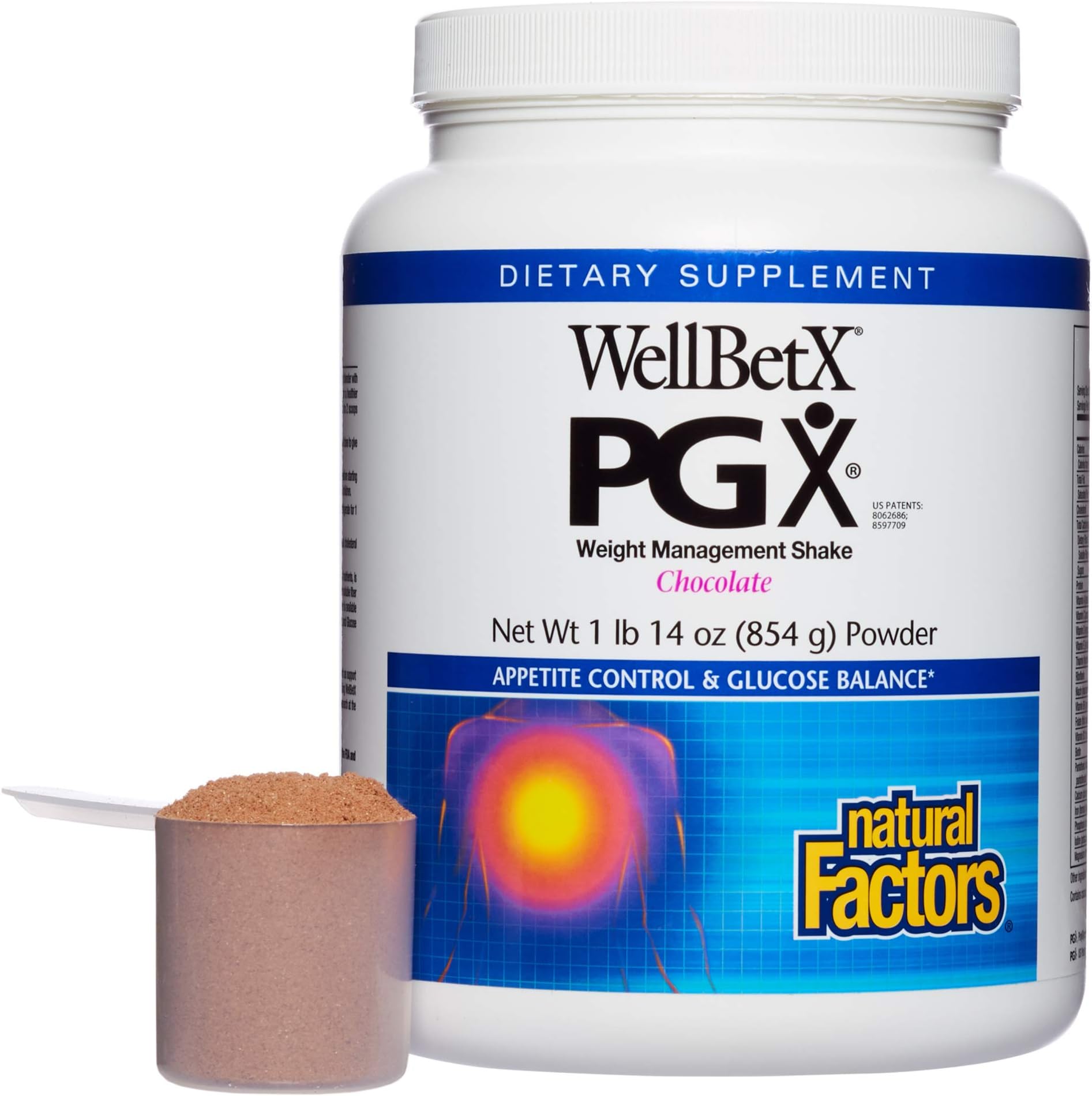 Natural Factors Wellbetx Pgx Weight Loss Shake Chocolate Powder, 854 G