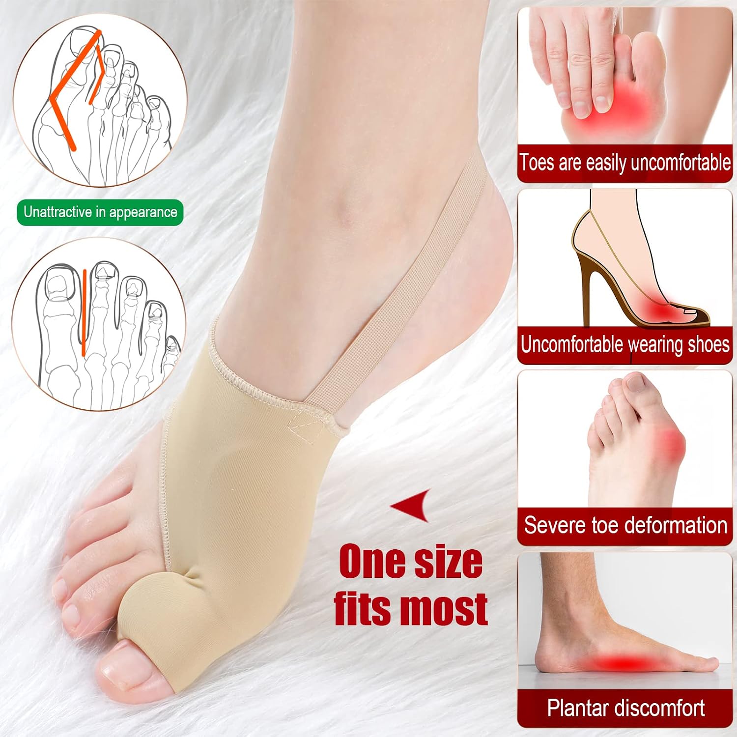 Tondiamo 4 Pairs Bunion Relief Pads Sleeve Bunion Corrector Splint Orthopedic Bunions Corrector Socks Big Toe Straightener Protector Hallux Valgus Correction for Men and Women