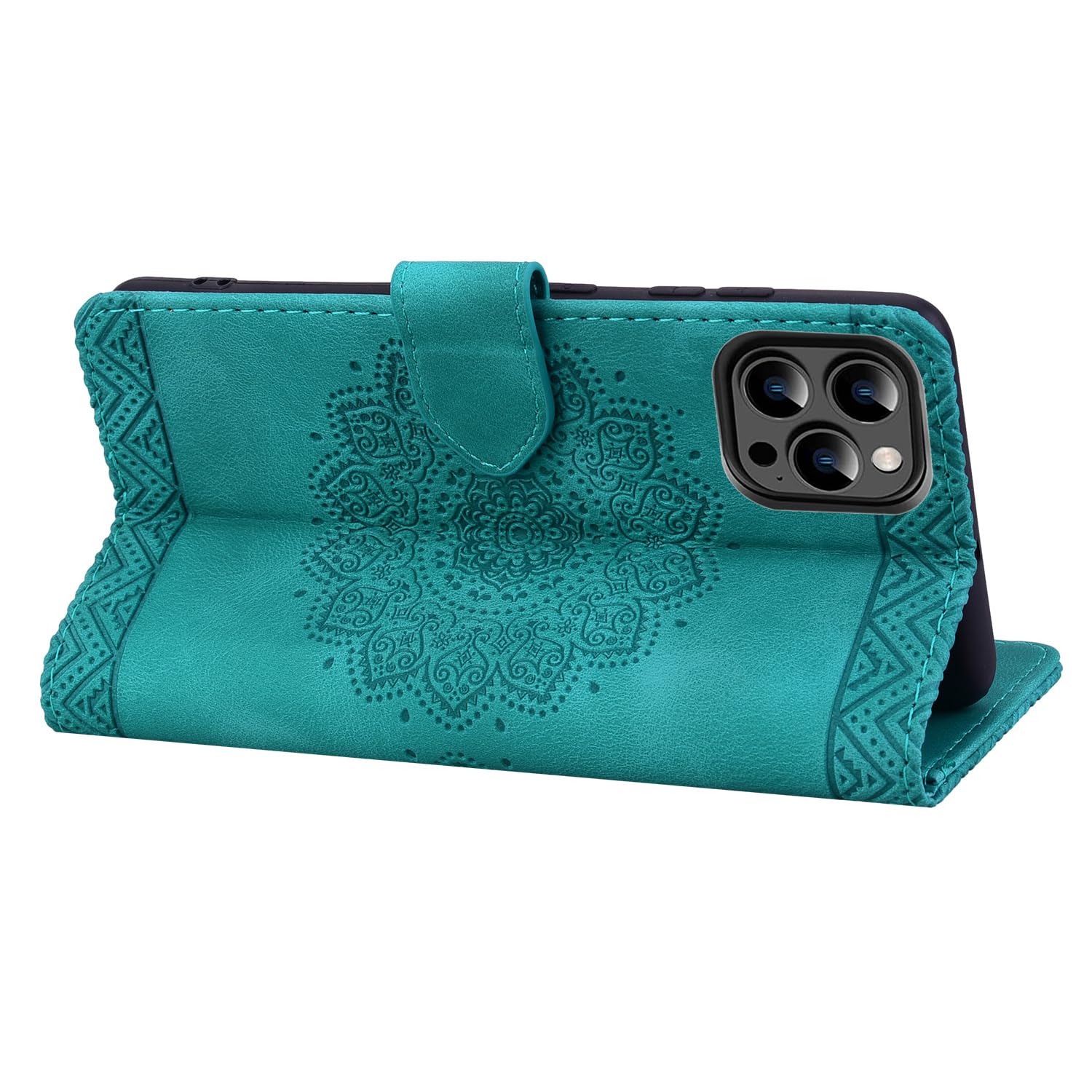 Rosbtib Case for iPhone 16 Pro Max Case Mandala Embossed Leather Case with Magnetic Closure Stand Function Card Slots Cover for iPhone 16 Pro Max 6.9 inch 2024 - Image 3