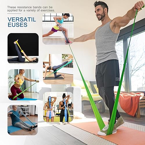 Vista 3 de 5 Pcs Professional Resistance Bands. Latex-Free, Pilates Band, Work Out Bands, Stretch Bands for Working Out Women or Men, Exercise Bands Set for