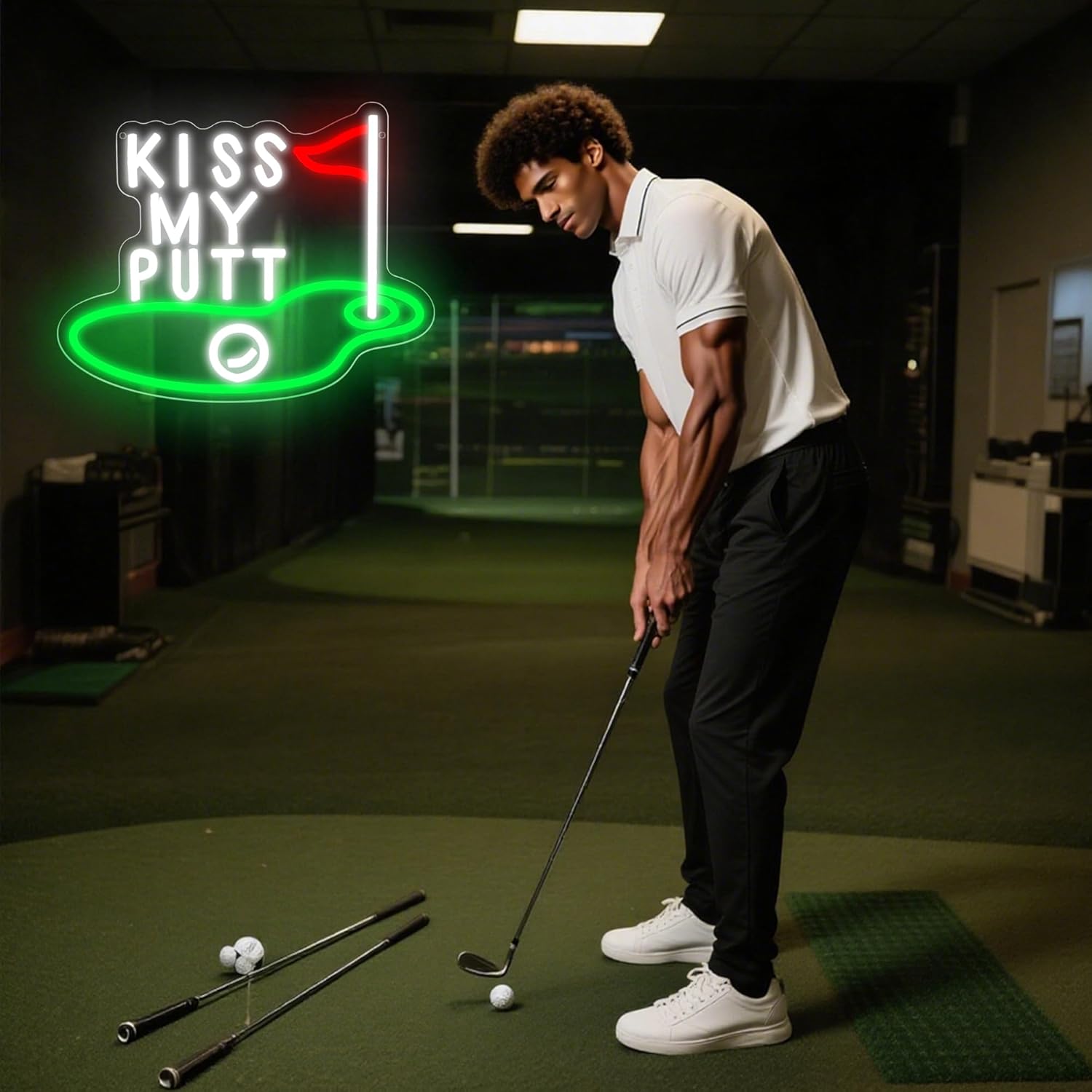 Golf Neon Sign for Wall Decor Golf Neon Light for Man Cave Green LED Light Up Sign for Club Bedroom Bar Bedroom Game Room Shop Party Birthday Gifts for Men Size14.1 * 11.3In(JTD287)