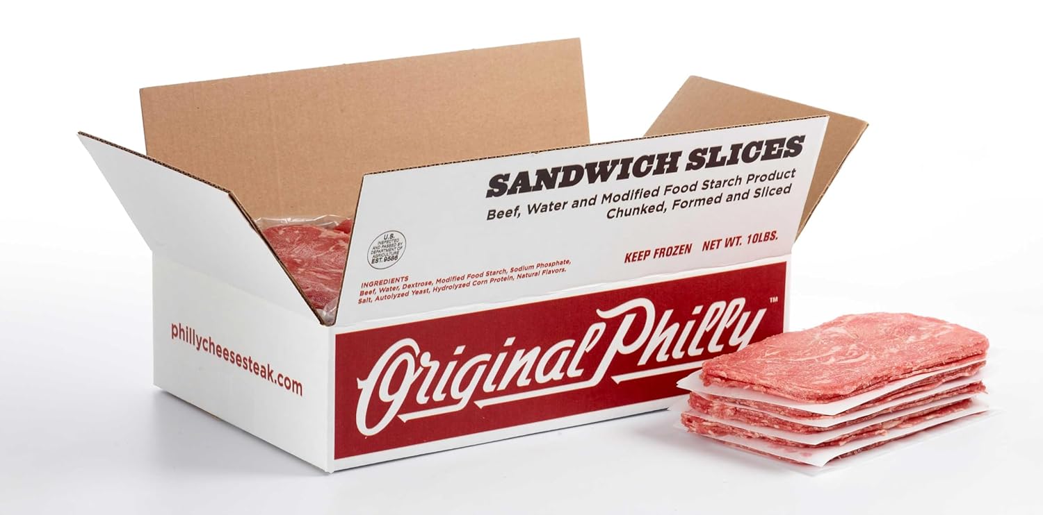 Original Philly Ribeye Seasoned Beef Sandwich Slices, 4 Ounce -- 40 per case.