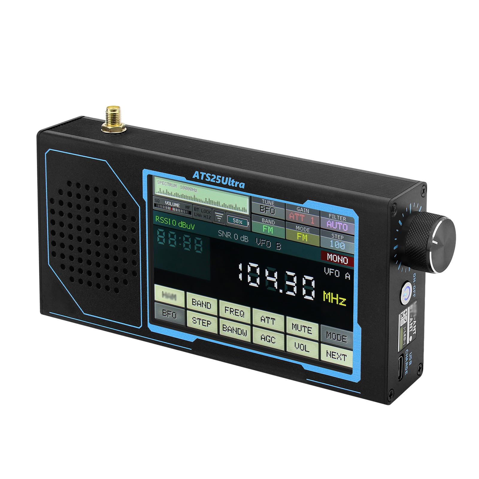 Kurzwellenempfänger ATS25 Ultra SDR Mehrband Radio mit 4-Zoll Touchscreen Tragbarer Weltempfänger Unterstützt SSB USB LSB CW AM FM