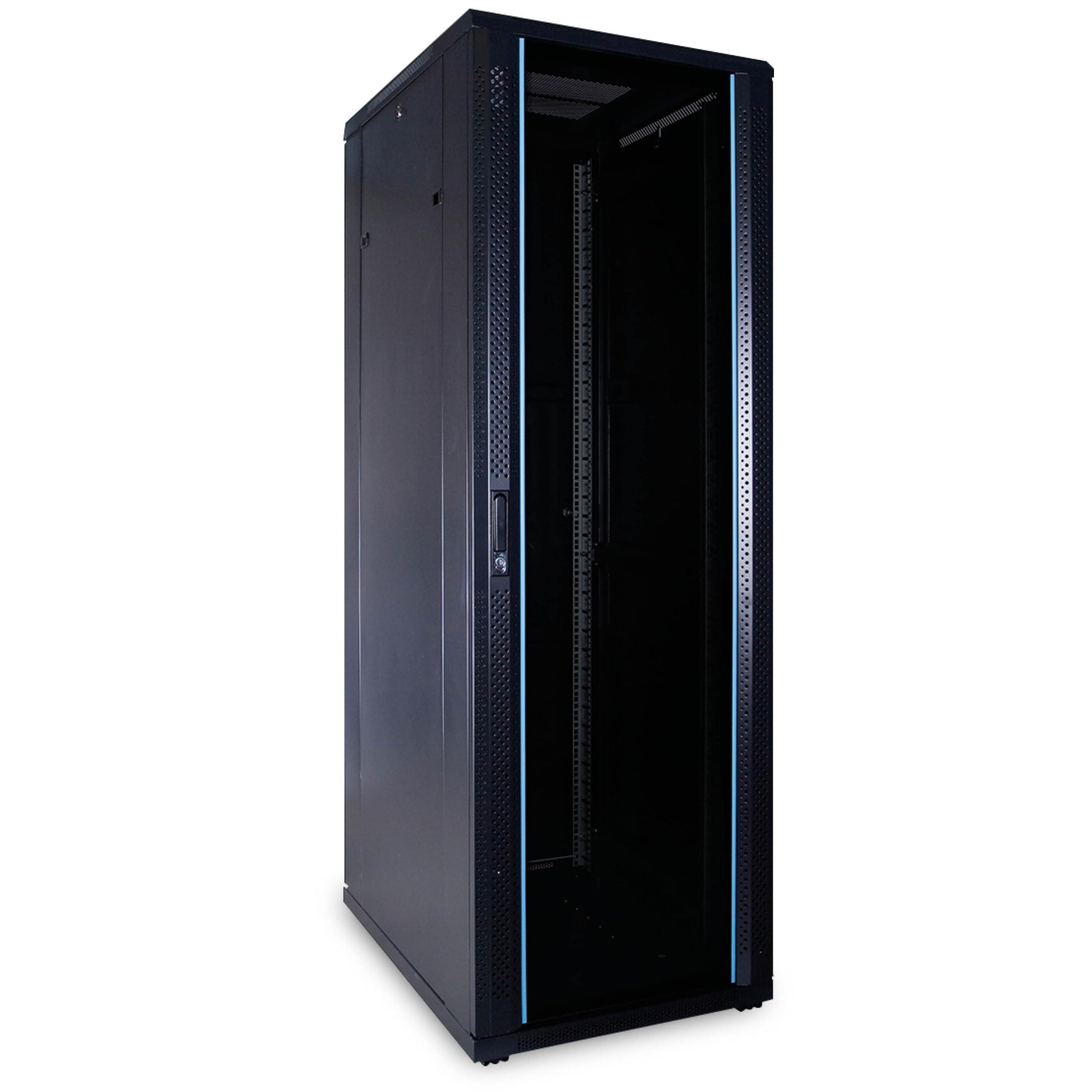 37HE 19 Zoll Serverschrank - Glastür - (BxTxH) 600x800x1800mm - Schwarz