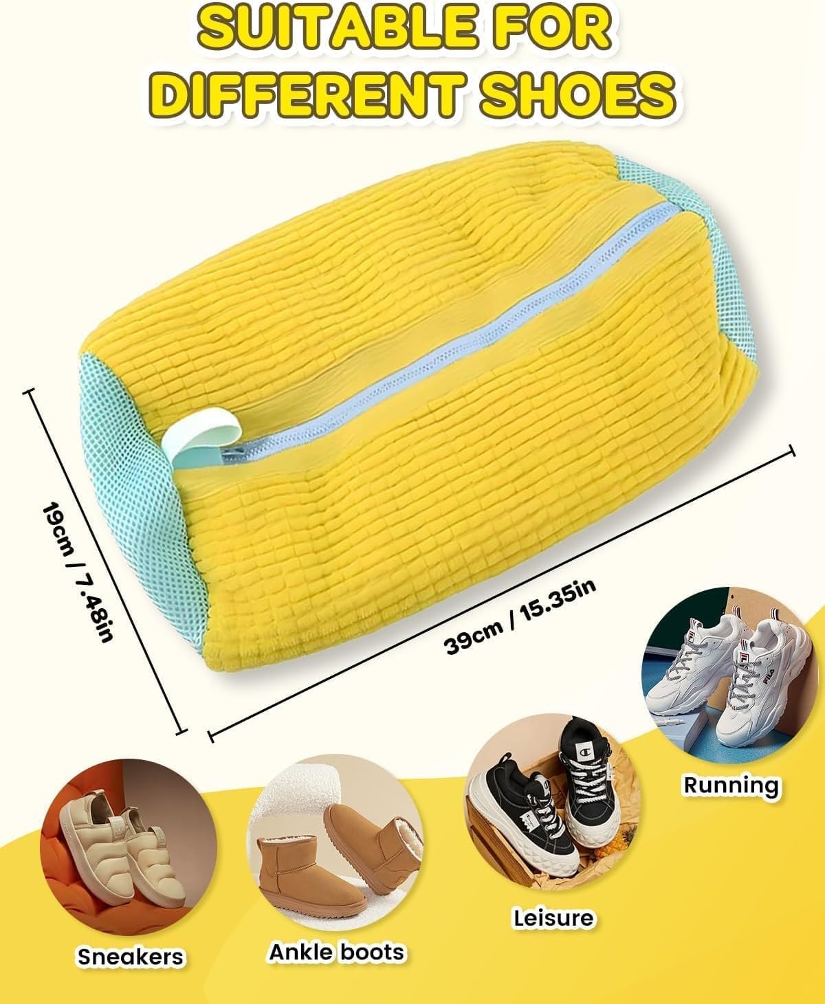 Bolsa para lavadora de zapatos: bolsa de zapatos para lavadora, bolsa de limpieza reutilizable para zapatos de tenis, kit de limpieza antimanchas (1 unidad)