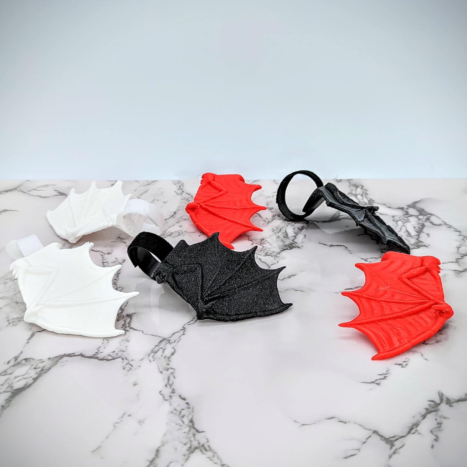 BeamTeam3D Bat Wings for Headphones - Bat Headphone Attachment in Various Colors with Self Fastener - Cosplay Bat Ears for Gamers and Streamers (Set of 2) (Sparkle Black)