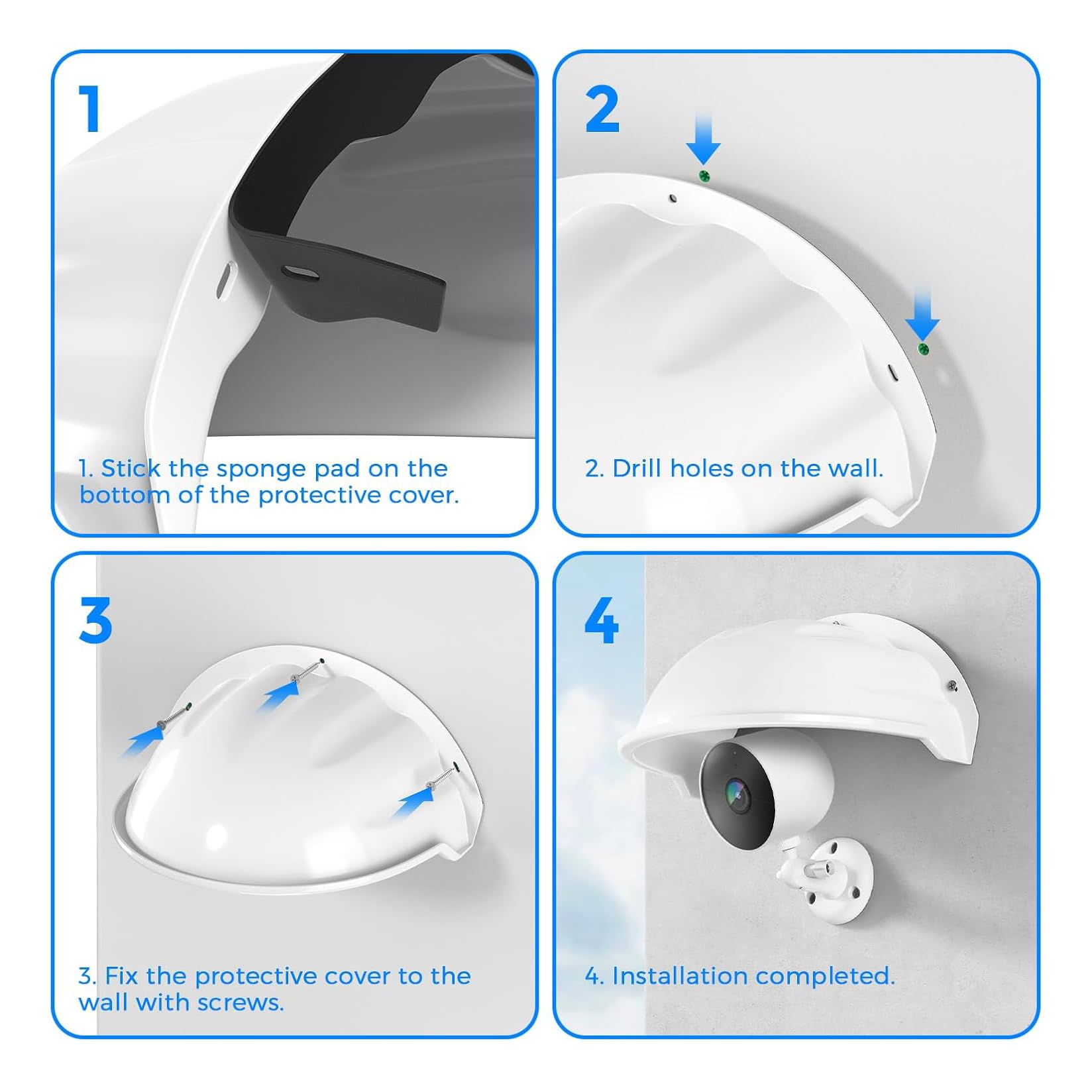 Copertura universale per telecamera di sicurezza, protezione da sole e pioggia – tetto protettivo resistente alle intemperie per telecamere a cupola/proiettile, campanelli e altro (3 X bianco)