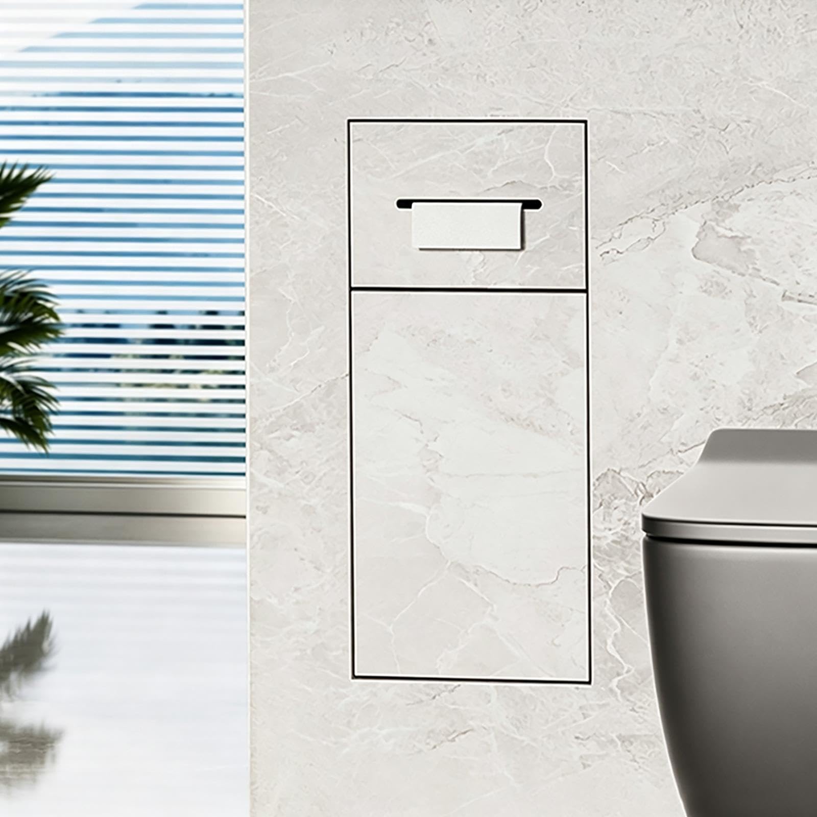 Nicho de Pared Empotrado Portarrollos, Papelera Oculta, Acero INOX 1mm