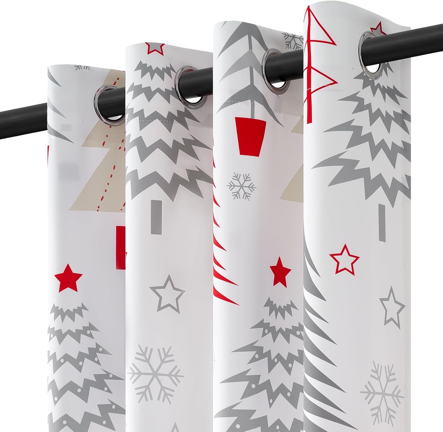 Topfinel 96 Inch Red Christmas Curtains 2 Panels for Bedroom and Living Room,Privacy Heat Blocking Elegant Luxury Floor Length Xmas Grommet Curtains for Living Room (52x96 Inch,Snow,Set of 2)