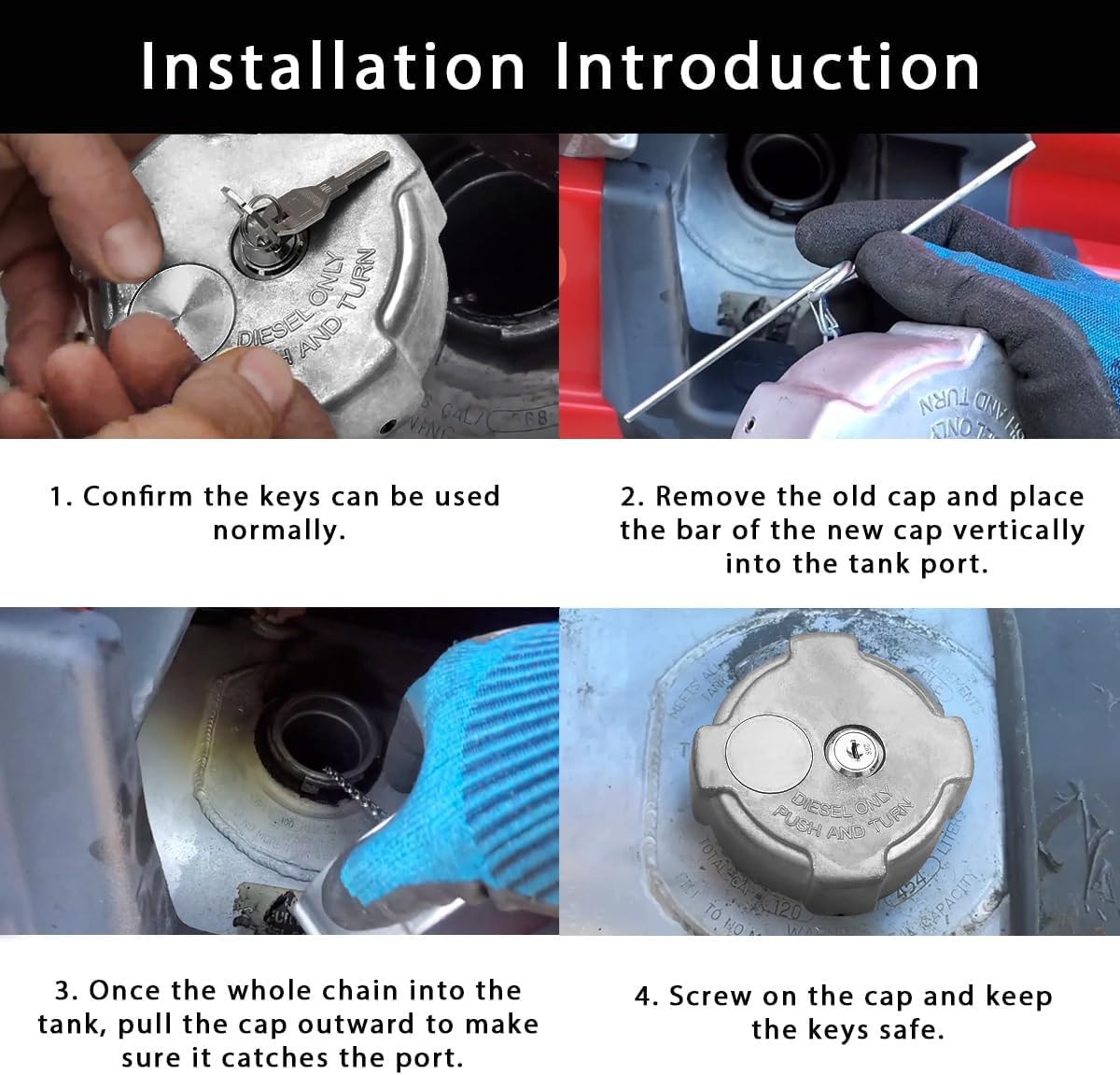 Locking Fuel Cap (2PCS), Compatible with 1996-2018 Freightliner Cascadia Columbia Century Coronado 1/4 Turn Lock Gas Cap, 3In Aluminum Diesel Fuel Tank Cap, W/Keys | 03-37017-002 0337017002 600149
