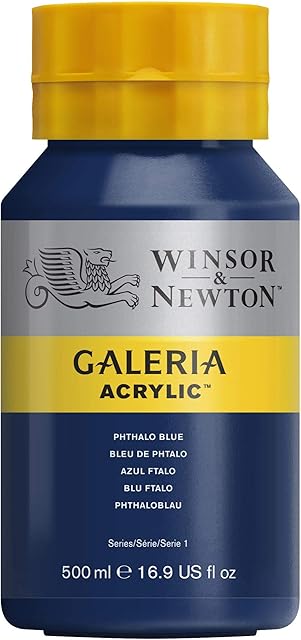 Winsor & Newton 2150516 Galeria Acrylic Paint, High Pigmentation, Non-fading, Butter Consistency, 500 ml Pot - Phthalo Blue