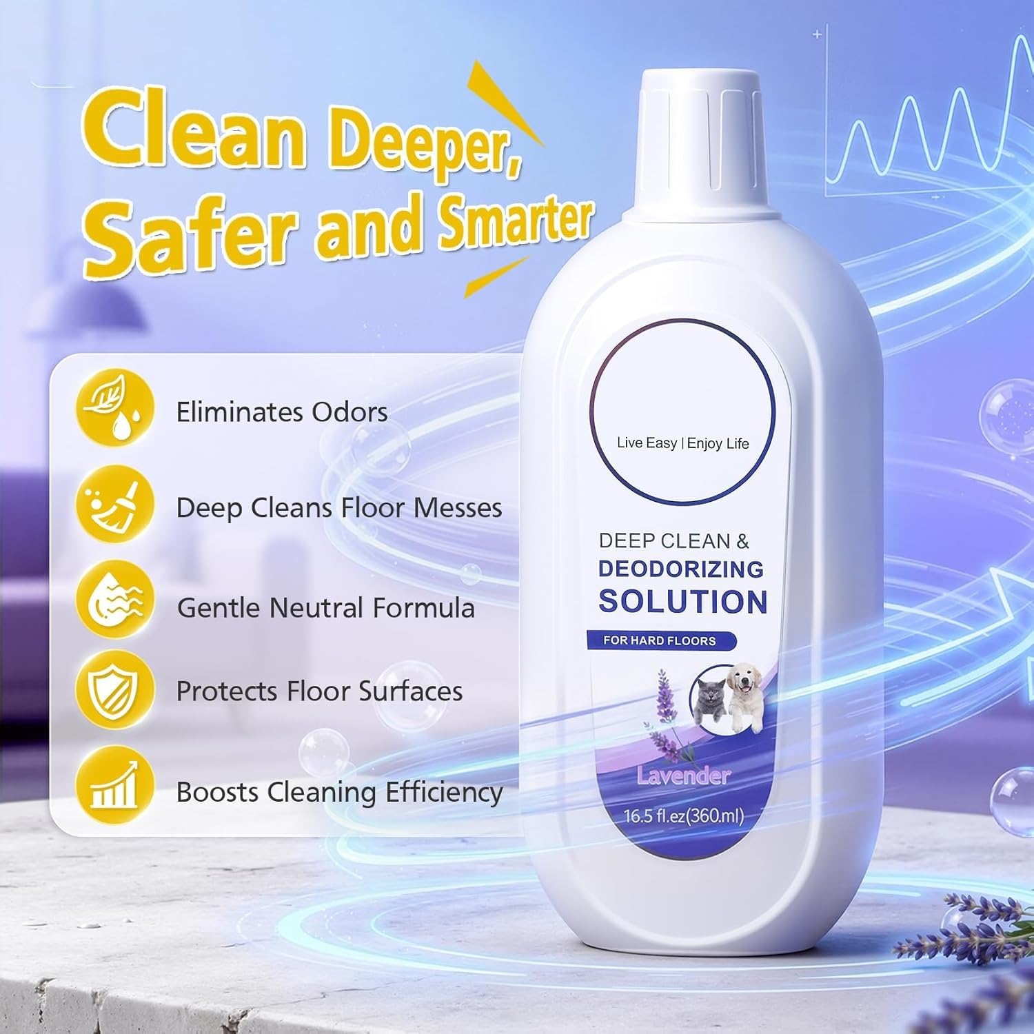 Detergente Concentrato per Pavimenti - Compatibile con Tineco (3x500ml) - Profumo Lavanda, Senza Residui e Anti-Ostruzione - Adatto per Piastrelle, Parquet, Laminato e Famiglie con Animali