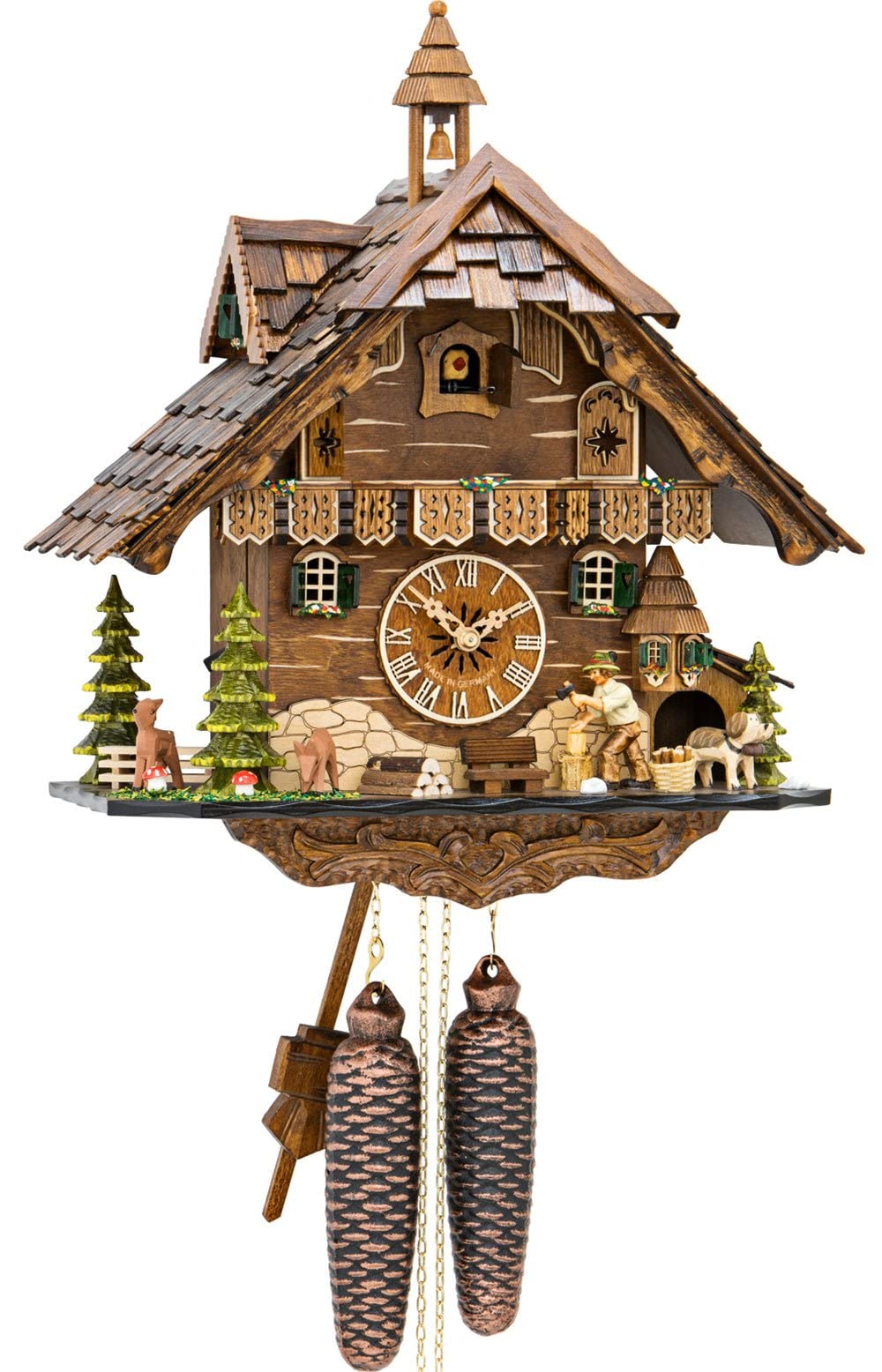 4831-8 ENGSTLER Cuckoo Clock with 8 Day Weight Driven Movement, Multi