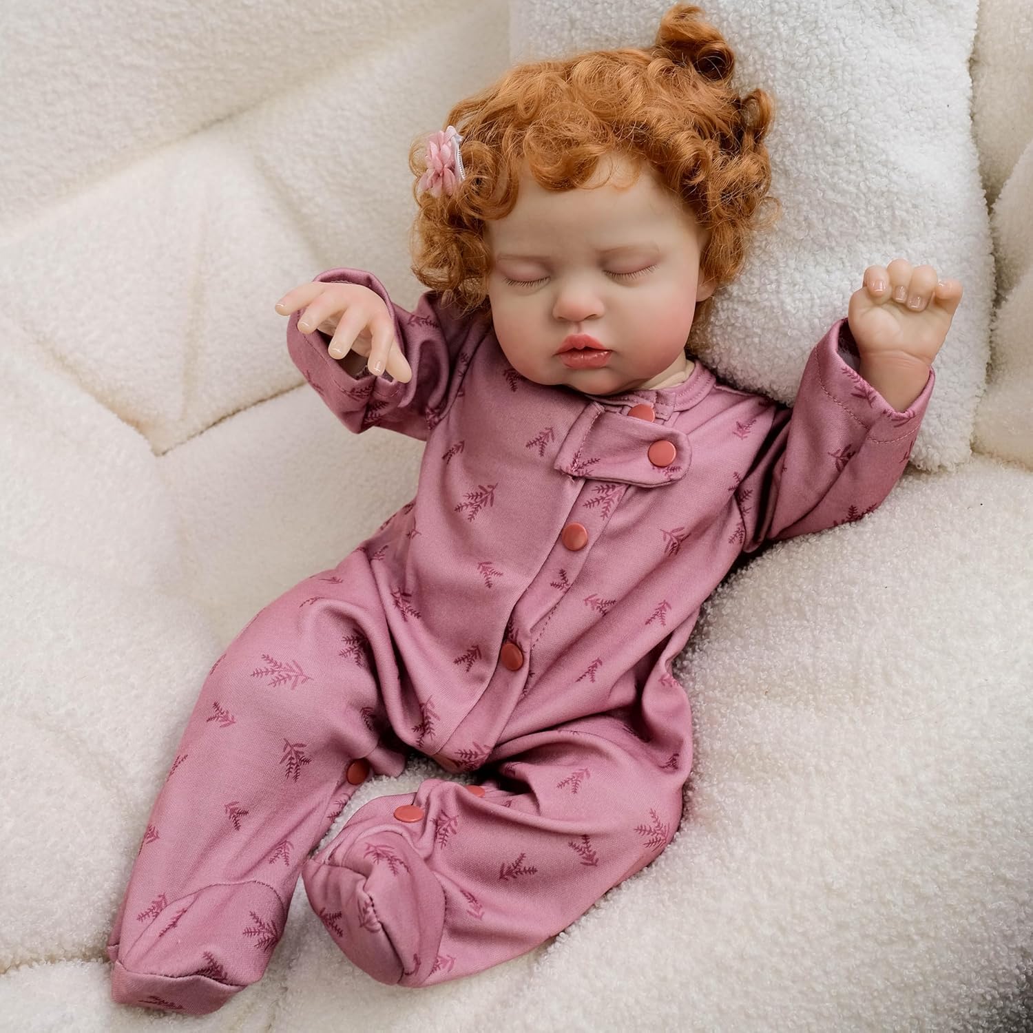 Realistyczne lalki Reborn Baby Dolls tkanina, kręcone, brązowe włosy, prawdziwe życie, pełne winylowe kończyny, lalki dla niemowląt, realistyczne lalki noworodka, lalka Reborn, zabawka