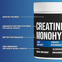 Vista 6 de Monohidrato de creatina, polvo de creatina pura y sin sabor, vegano, sin gluten, sin aditivos, sin OMG, fórmula de fácil mezcla para soporte