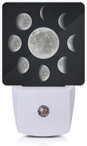 Luz nocturna de fases lunares enchufables, luces nocturnas LED con sensor automático, lámpara de noche del atardecer al amanecer, decoración del