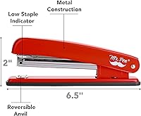 Vista 3 de Mr. Pen- Red Office Stapler with Staples, 1000 Staples 1/4", 20 Sheet Capacity, Desktop Stapler for Students, Office Supplies, Ergonomic Design for