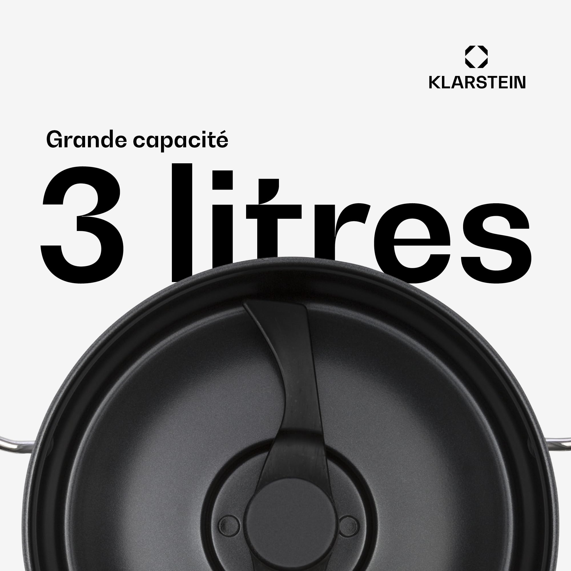 Klarstein Jam Session - confiturier et cuiseur de gelées, 1000 watts, 2 programmes automatiques, 3 litres de capacité, Durée de cuisson réglable, cuve est lavable en machine - argent