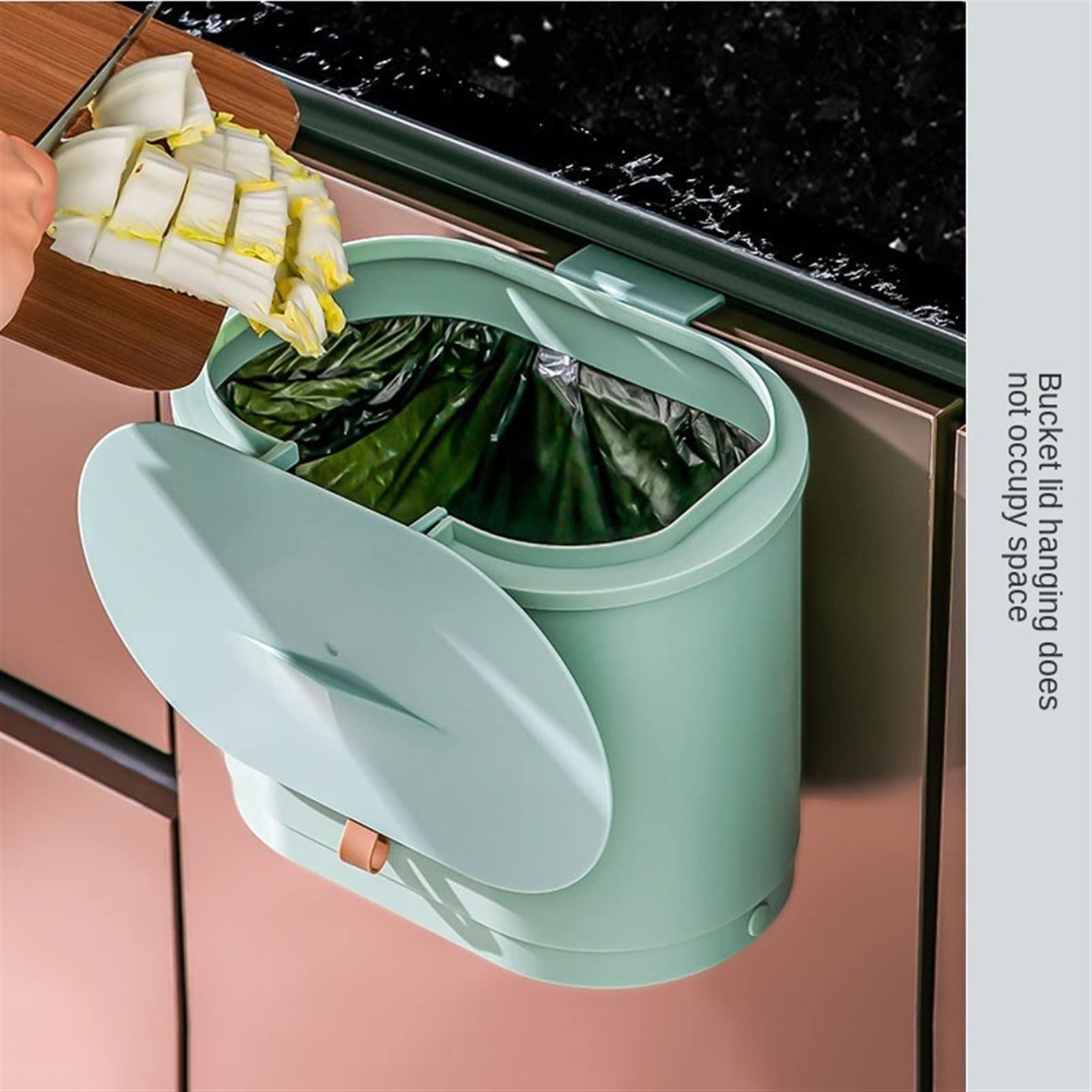 Cestino Carta Ufficio Cestino Montato a Parete lattina di rifiuti da Cucina for la casa con Copertura di Bagno di Alto Valore WC ASSEGGIO Pattumiera da Bagno (Size : S)