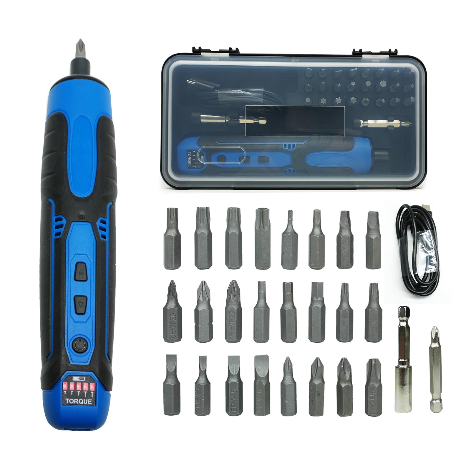 – Electric Screwdriver,Cordless Screwdriver Set with 28 Bits,5 Adjustable Torque Settings Electric Screwdriver Rechargeable USB Charging Cable,3 LED Light and Carrying Case,Power Screwdriver.