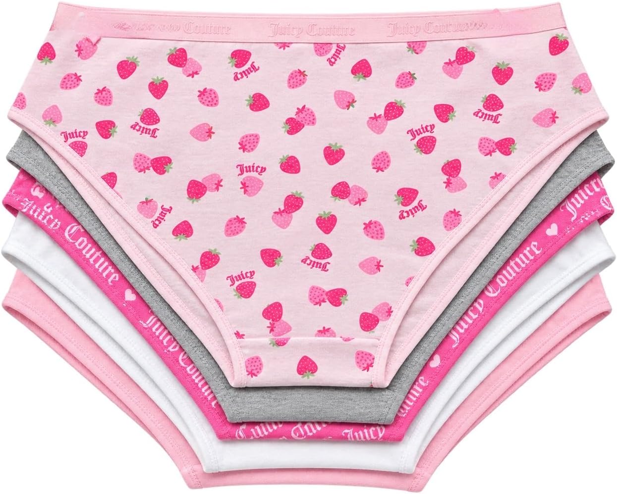 Juicy Couture Girls' Bikini Underwear 5-Pack Strawberry Blush
